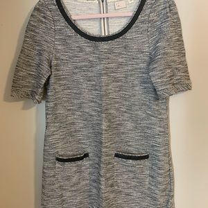 Blue and white shift dress with pockets